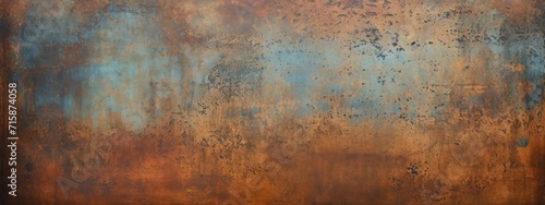 Rusty steel background. Vintage old antique metal material texture surface grunge damaged in copper