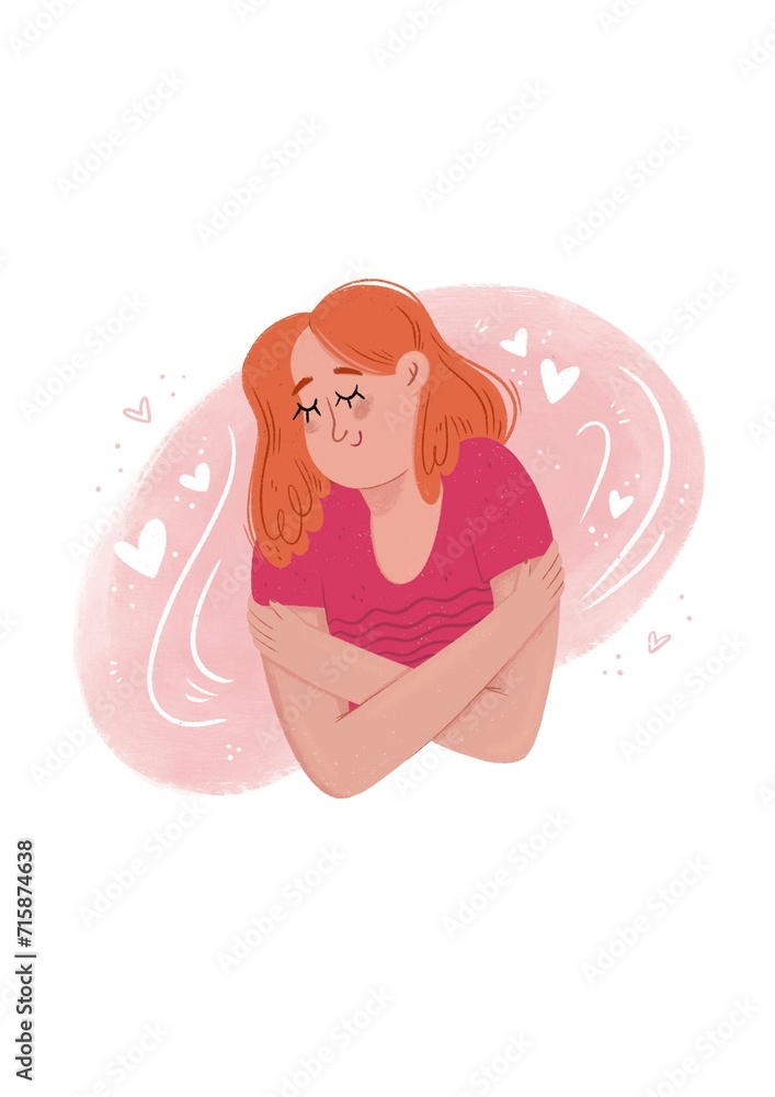 Self Love Hug - digital illustration. Self Love Hug - digital illustration.