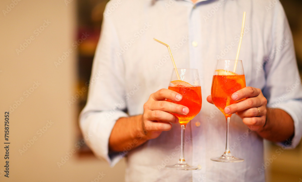 Man with glasses of alcohol cocktail Man with glasses of alcohol cocktail