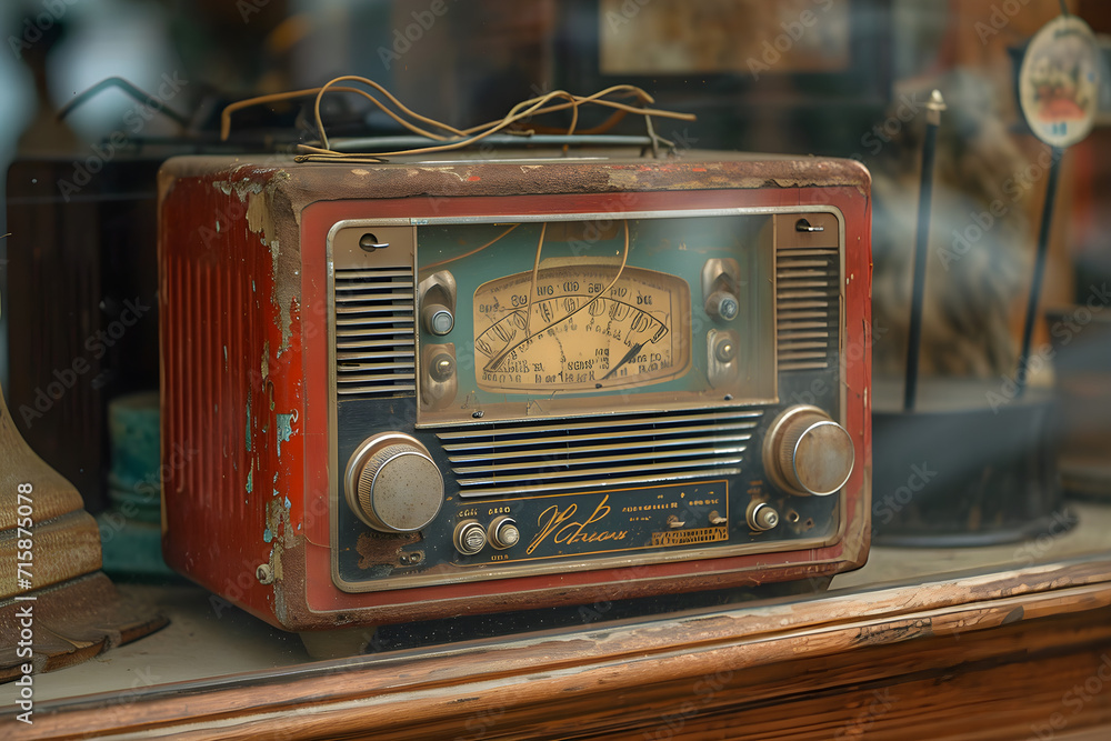 Vintage radio on display in an antique shop, perfect for home decor or collector's item