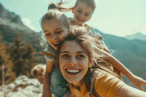 Portrait of a family outdoor.Natural colors.