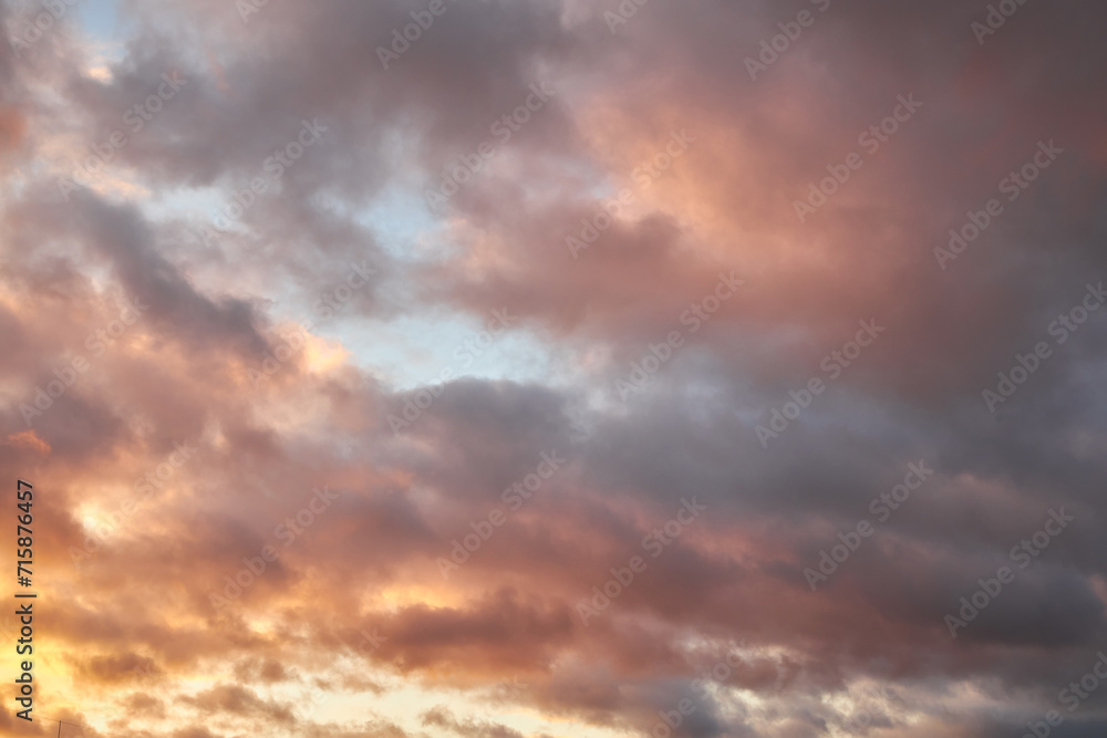 cloudy sky at sunset. Gradient color. Sky texture, abstract nature background