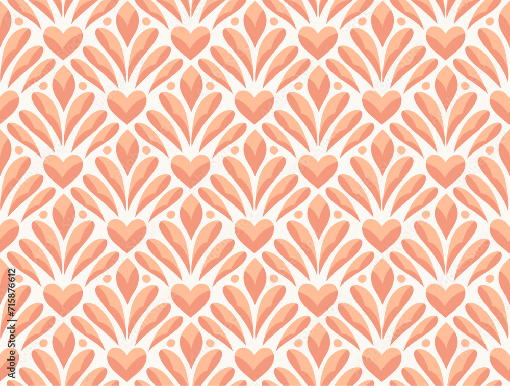 Fototapeta premium Abstract floral seamless pattern. Vector art deco texture. Geometric minimalist background.