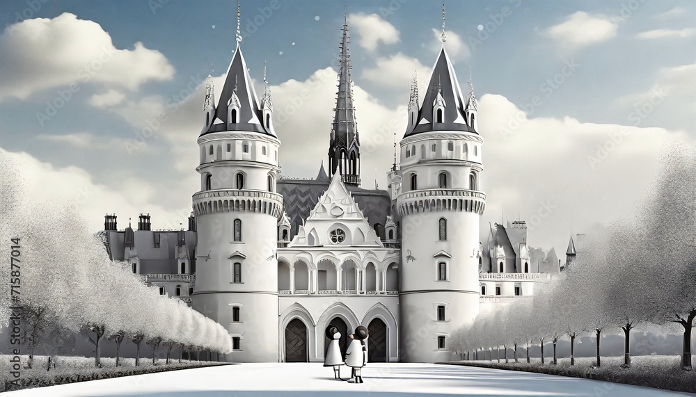 Obraz premium illustrated old castle