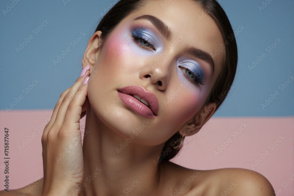 Woman with makeup on her face Woman with makeup on her face