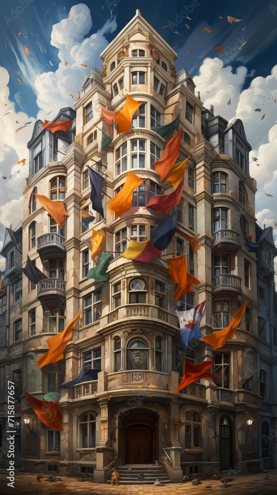 Obraz premium Happy republic day with the national flag and buildings ,illustration, Indian Republic Day, Indian Independence day