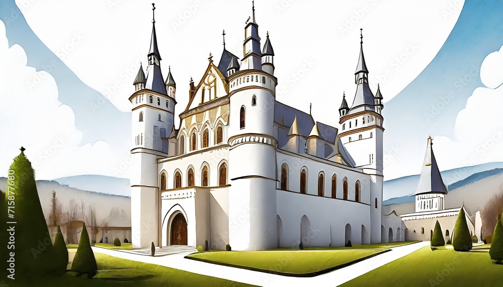 Obraz premium illustrated old castle 