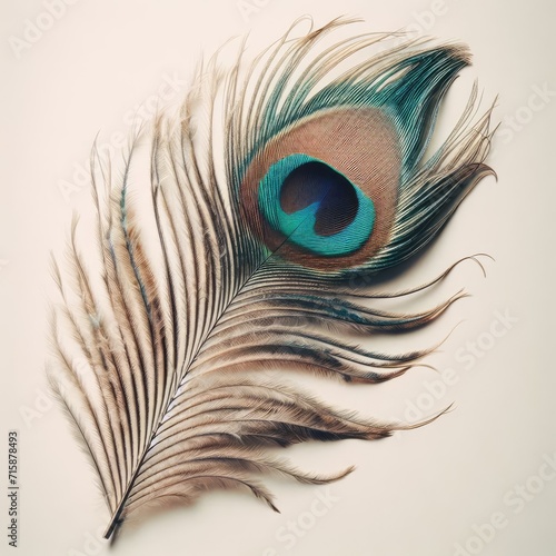 peacock feather isolated on white