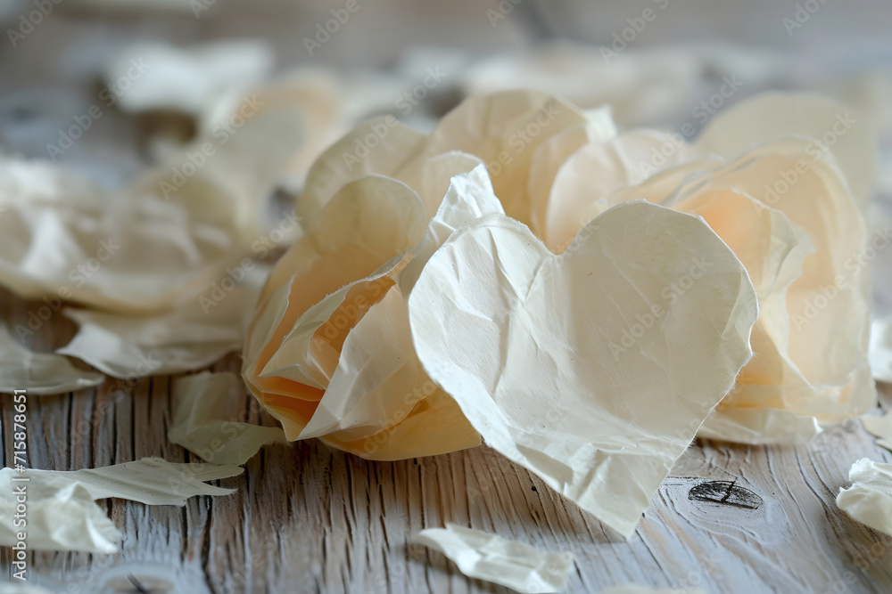 Paper flowers on a wooden background. Shallow depth of field. Paper flowers on a wooden background. Shallow depth of field.