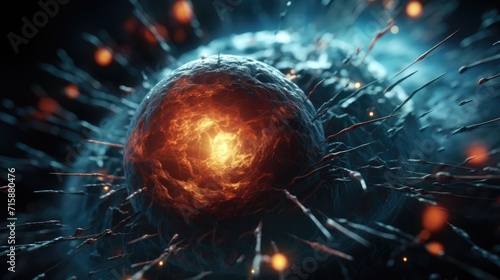 Explosion microscopic background, galaxy concept Generative AI photo