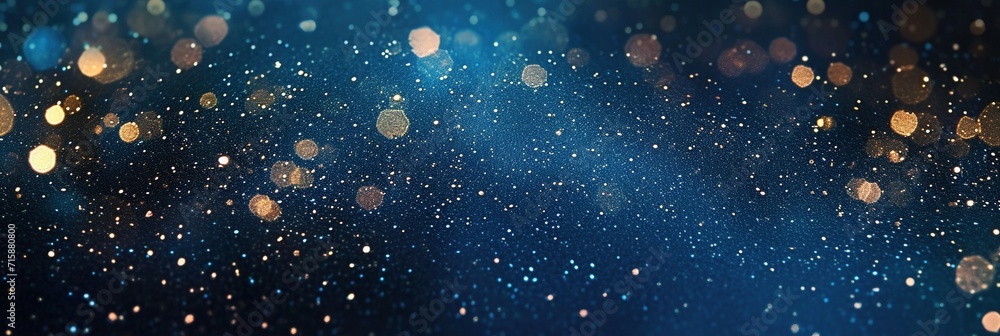 Celestial Sparkle: Blue, Gold, and Black Abstract Glitter Lights De-focused for Banner Celestial Sparkle: Blue, Gold, and Black Abstract Glitter Lights De-focused for Banner