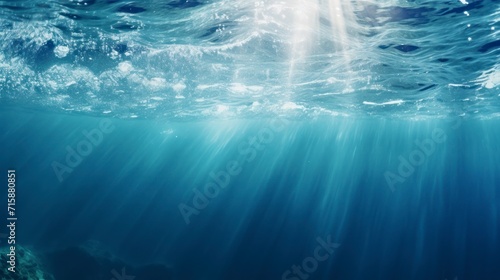 Underwater background with ripples and bubbles. Blue water surface.