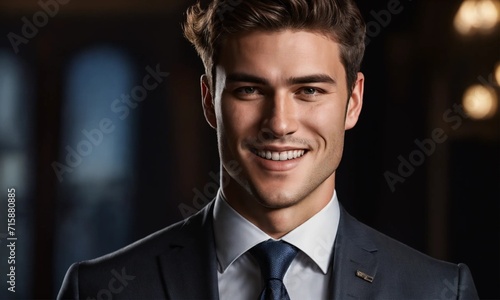 Happy young business man posing