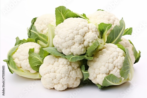 Fresh organic cauliflower vegetable on white background for healthy cooking and nutrition concept