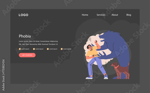 Overcoming fears web or landing dark or night mode. Characters confronting fears with desensitization, reframing and exposure strategy. Affirmations and visualization. Flat vector illustration