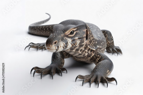 Monitor lizard isolated on solid white background. ai generative
