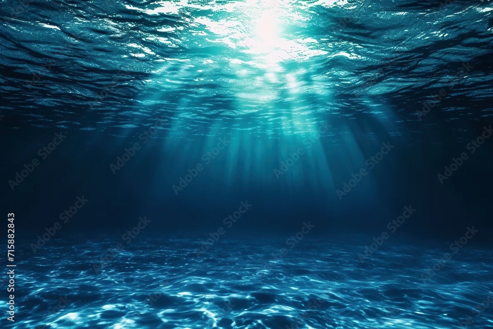 Submerged Tranquility: Dark Blue Oceanic Surface Seen Below Water Submerged Tranquility: Dark Blue Oceanic Surface Seen Below Water