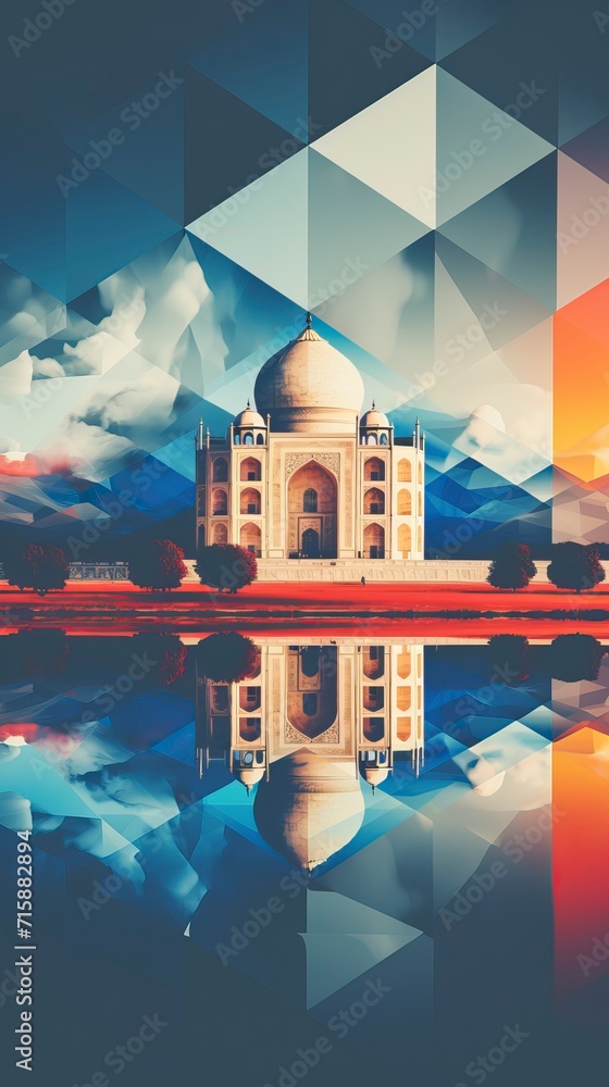 India wallpaper with a great building in the background ,illustration, Indian Republic Day, Indian Independence day