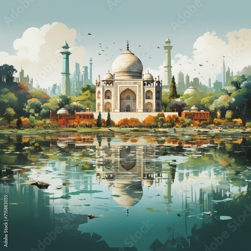 India wallpaper with a great building in the background ,illustration, Indian Republic Day, Indian Independence day