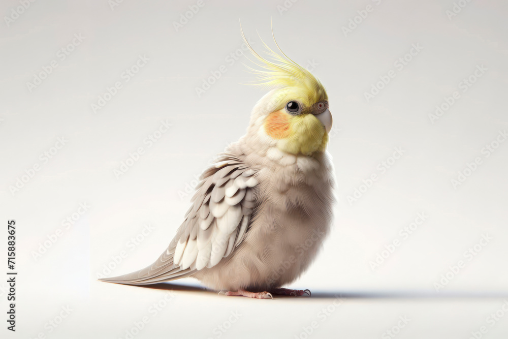 Cockatiel Parrot isolated on solid white background. ai generative Cockatiel Parrot isolated on solid white background. ai generative