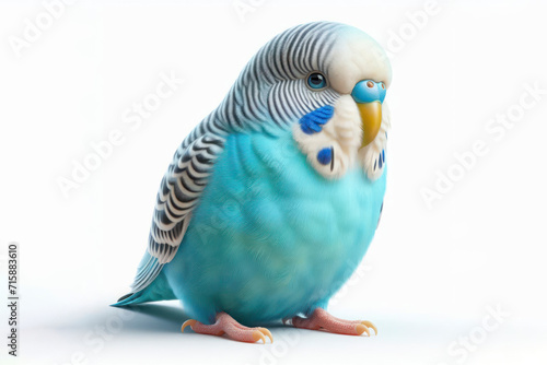 Budgerigar (Budgie) Parrot isolated on solid white background. ai generative