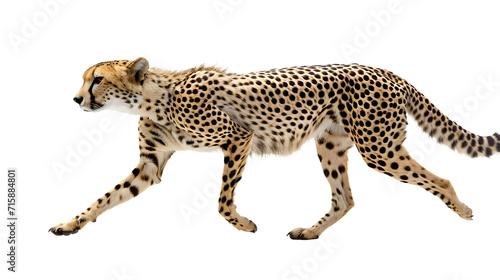 Cheetah Walking Across White Background