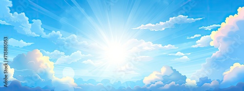 Sunshine and blue sky background. Sun and cloud. happy day	