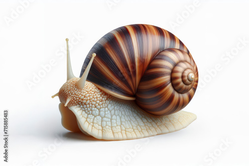 Ramshorn Snail isolated on solid white background. ai generative photo