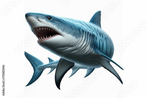 Tiger Shark isolated on solid white background. ai generative © Igor