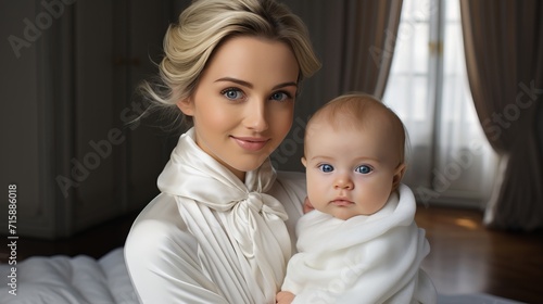 Happy mother and baby portrait loving connection and joyful bonding between mother and child