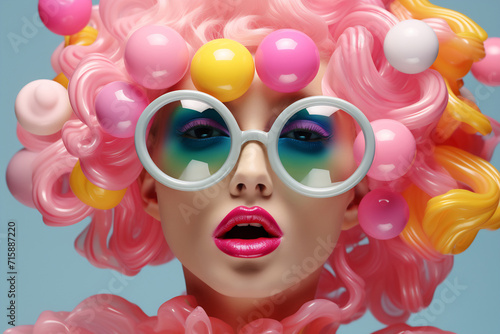 Pop Art Bubblegum Balloons Fashion Portrait