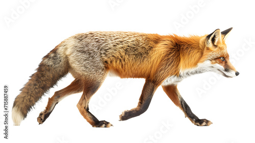 Red Fox Walking Across White Background