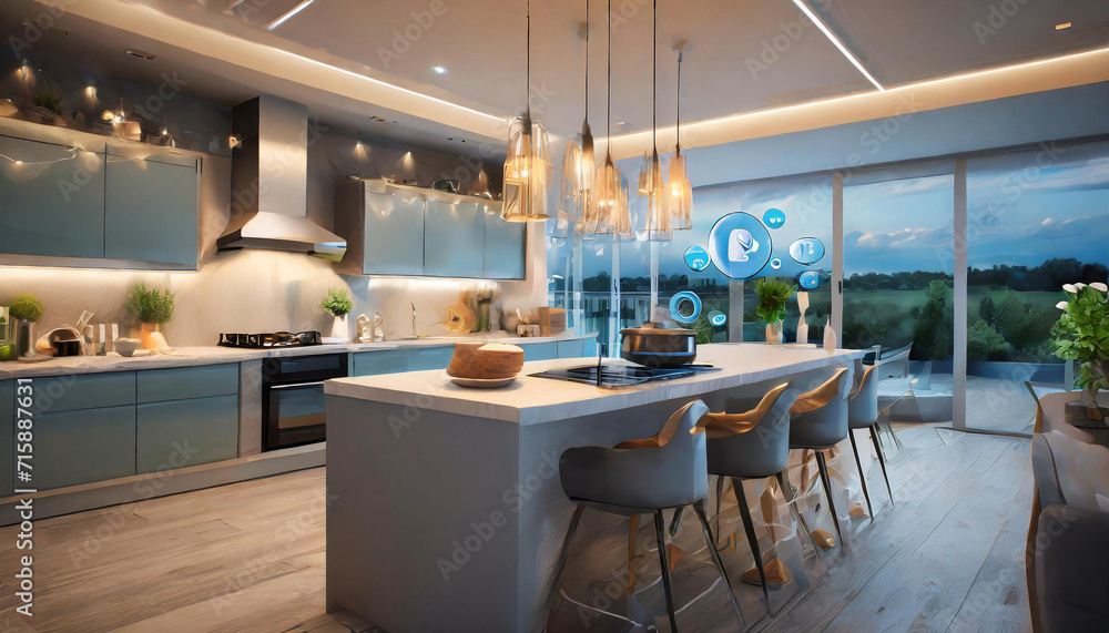 smart home kitchen with voice-activated appliances and automated lighting smart home kitchen with voice-activated appliances and automated lighting