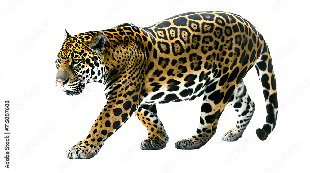 Large Leopard Walking Across White Background Large Leopard Walking Across White Background