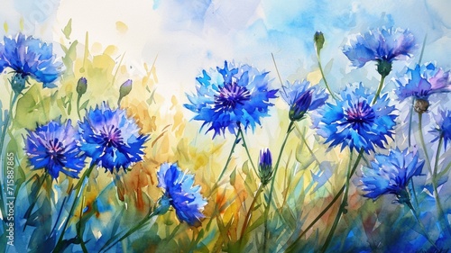 Elegance watercolor Wonders cornflowers