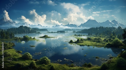 lake in the mountains ai generated