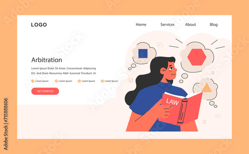 Business deal or agreement arbitration web banner or landing page. Signing a contract or successful negotiation. Business partners interests and obligations. Flat vector illustration