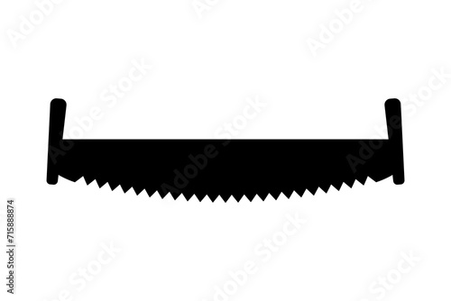 Two-handed saw icon. Black silhouette. Horizontal front side view. Vector simple flat graphic illustration. Isolated object on a white background. Isolate.