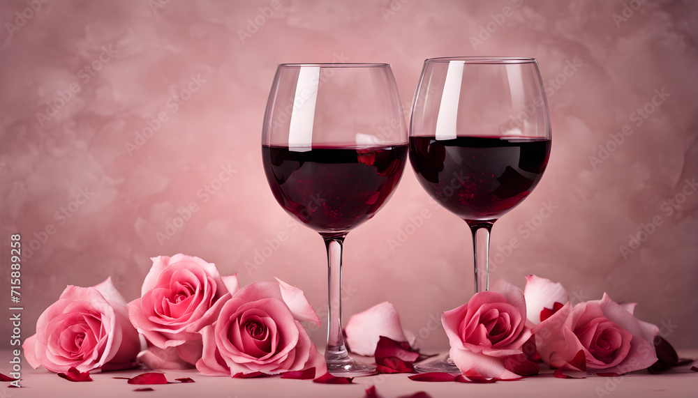 A sharp ai generated image of two glasses of wine and a rose A sharp ai generated image of two glasses of wine and a rose