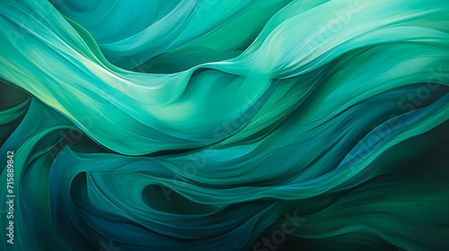 Ethereal emerald green waves flowing with silky smoothness, embodying tranquility and the artistic essence of nature's fluidity photo