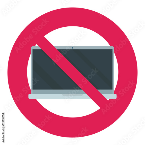 Ban on laptops (flat design,cut out)