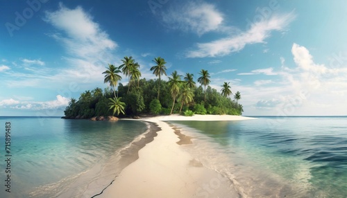 tropical forest island at the end of paradise sand beach © William
