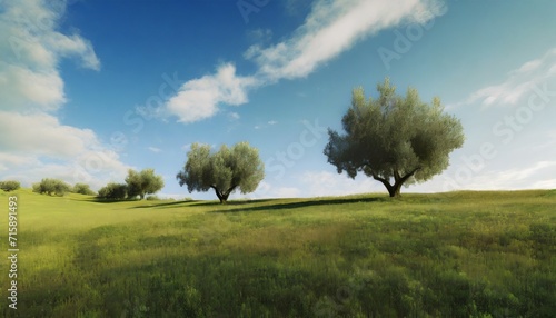 paisagem do campo com um fusca volkswagen verde oliva e arvores
