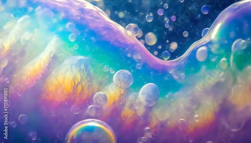 abstract background texture of iridescent paints soap bubble