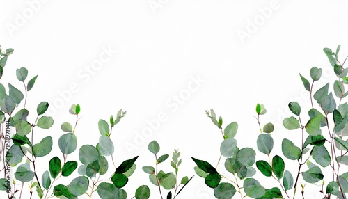 watercolor botanic leaf and buds herbal composition for wedding or greeting card spring border with leaves eucalyptus