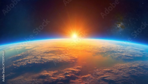 sunrise above planet earth seen from space made with ai