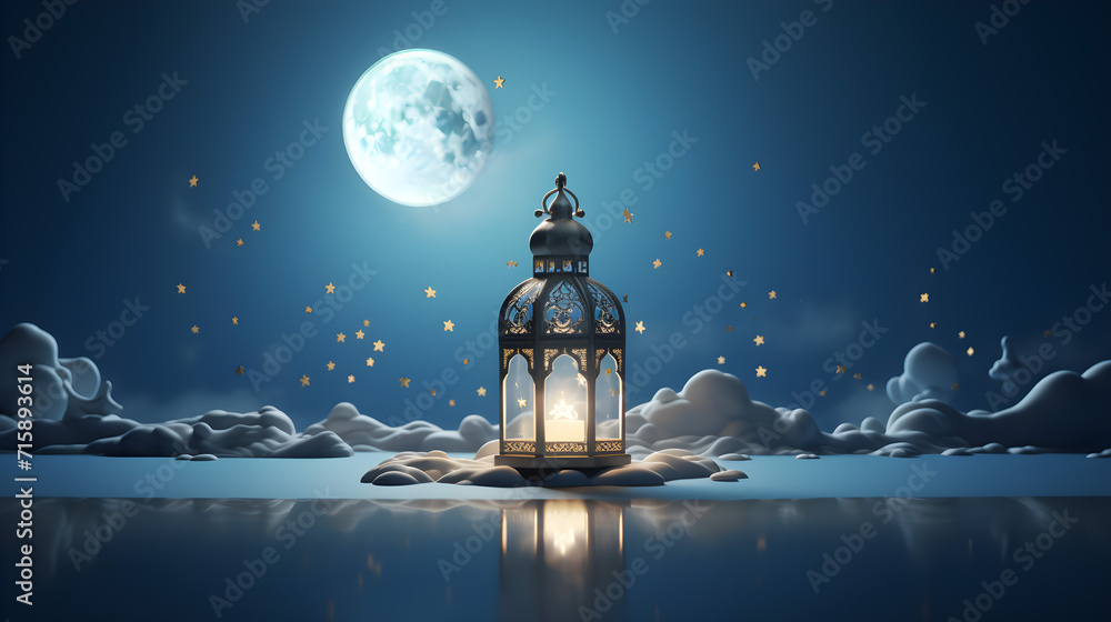 Ramadan Kareem religious background with ramadan lamp silhouette Ramadan Kareem religious background with ramadan lamp silhouette