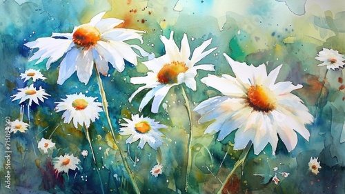 Watercolor Wonders: summer daisies flowers © Anna