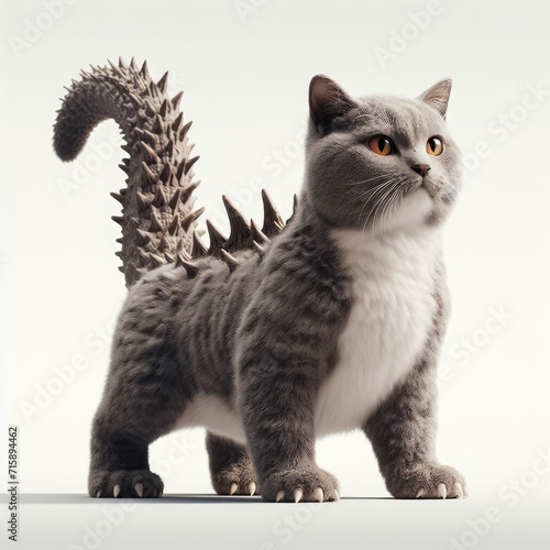 Catzilla animal monster on white photo