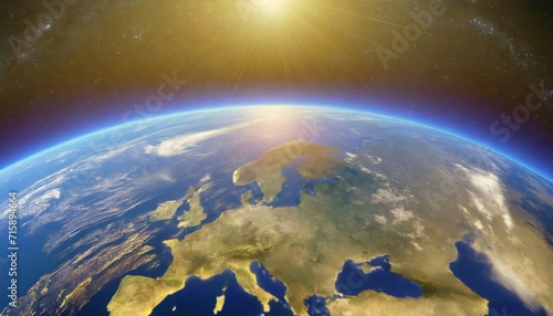 beautiful view of planet earth and europe seen from space